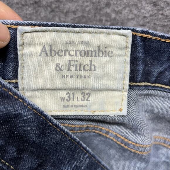 Abercrombie‎ & Fitch Slim Straight Jeans Mens Size 31x32 Dark Blue - Picture 6 of 9